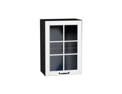 Шкаф верхний со стеклом Дублин 500 Special White / Graphite