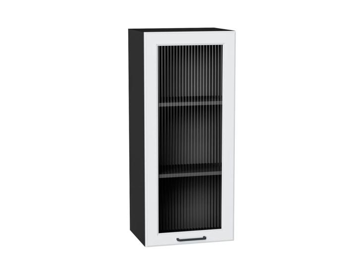 Шкаф верхний со стеклом Барселона 400Н Белый / Graphite