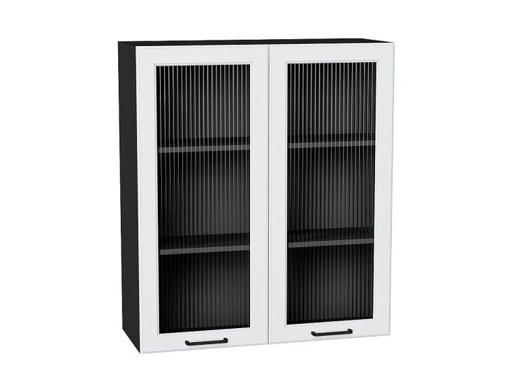Шкаф верхний со стеклом Барселона 800Н Белый / Graphite