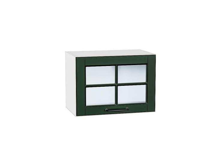 Шкаф верхний горизонтальный со стеклом Дублин 500 Special Green / Белый