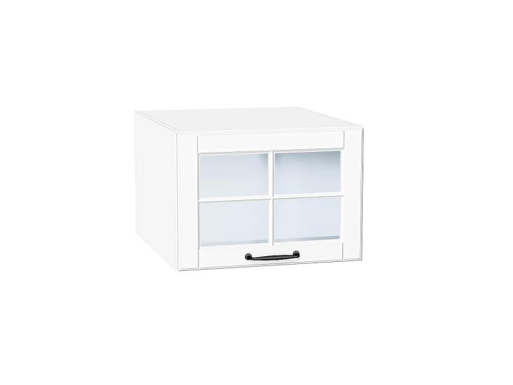Шкаф верхний горизонтальный остекленный глубокий Дублин 510 Special White / Белый