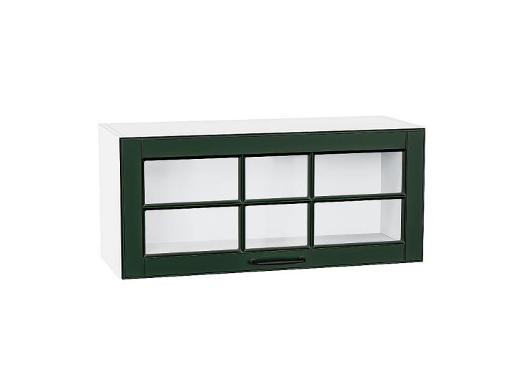 Шкаф верхний горизонтальный со стеклом Дублин 800 Special Green / Белый