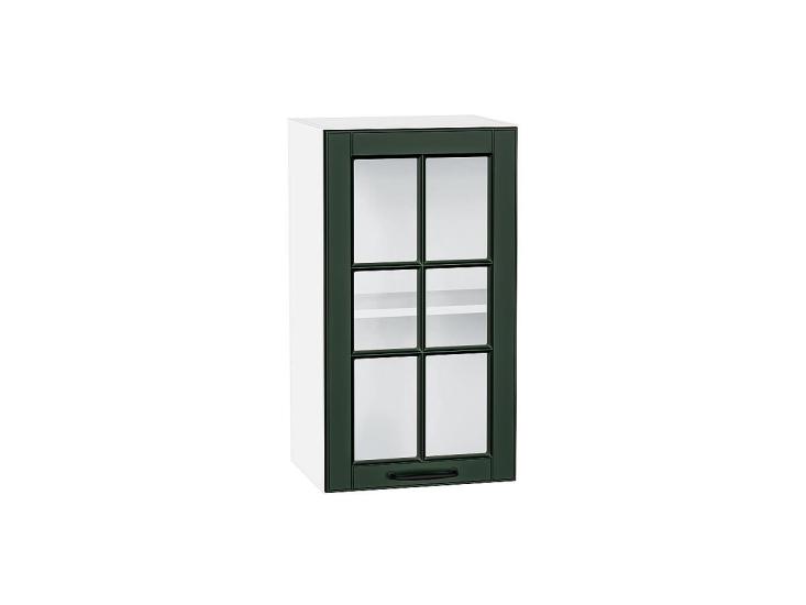 Шкаф верхний со стеклом Дублин 400 Special Green / Белый