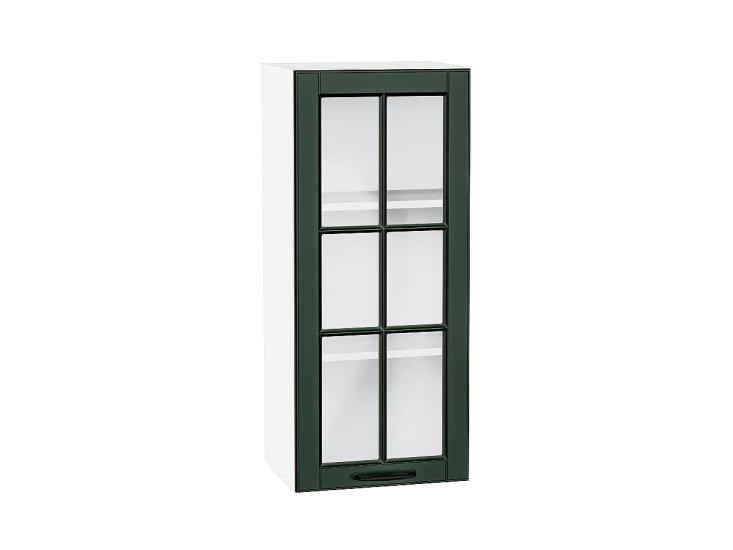 Шкаф верхний со стеклом Дублин 400Н Special Green / Белый