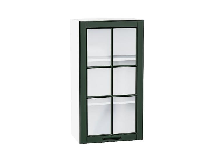 Шкаф верхний со стеклом Дублин 500Н Special Green / Белый