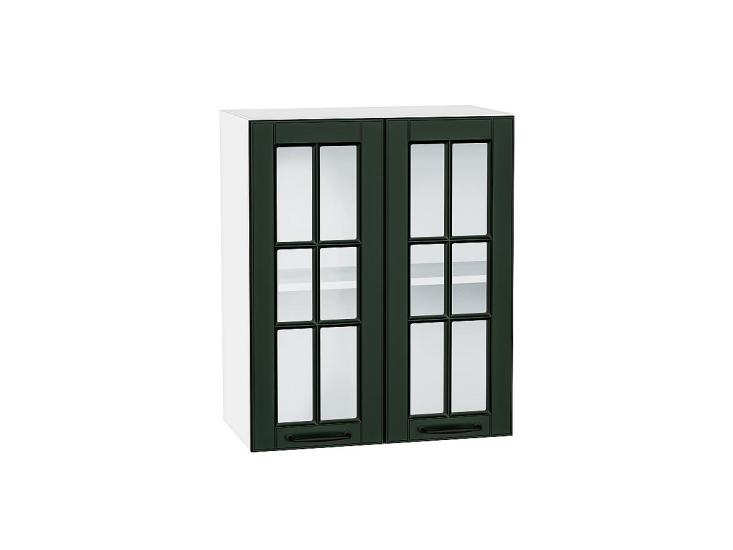 Шкаф верхний со стеклом Дублин 600 Special Green / Белый