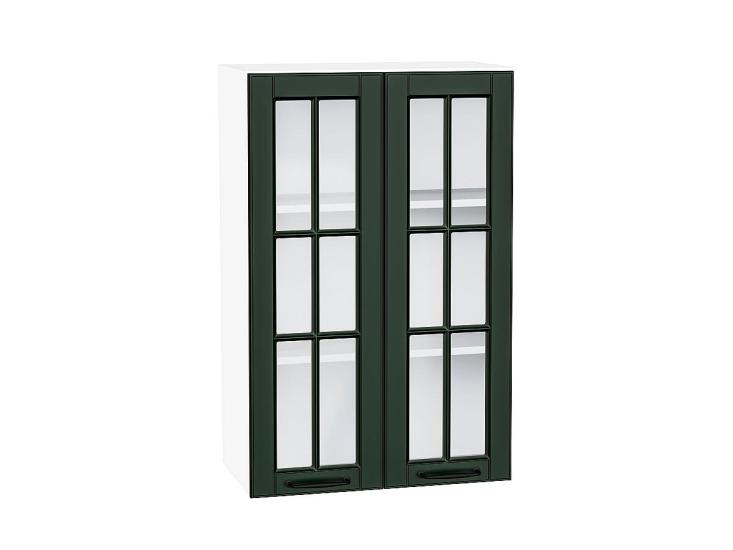 Шкаф верхний со стеклом Дублин 600Н Special Green / Белый