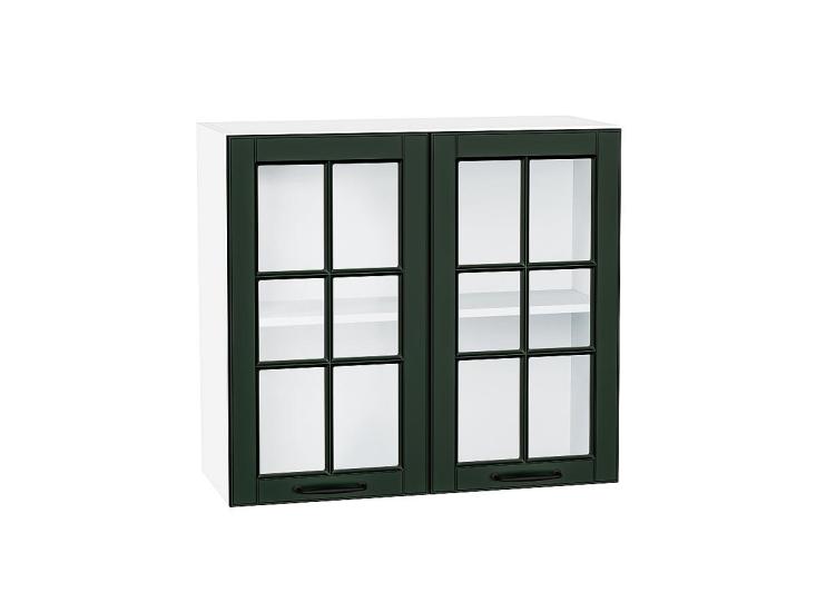 Шкаф верхний со стеклом Дублин 800 Special Green / Белый
