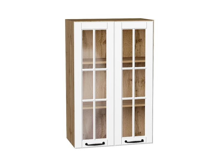 Шкаф верхний со стеклом Дублин 600Н Special White / Дуб вотан