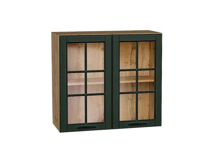 Шкаф верхний со стеклом Дублин 800 Special Green / Дуб вотан