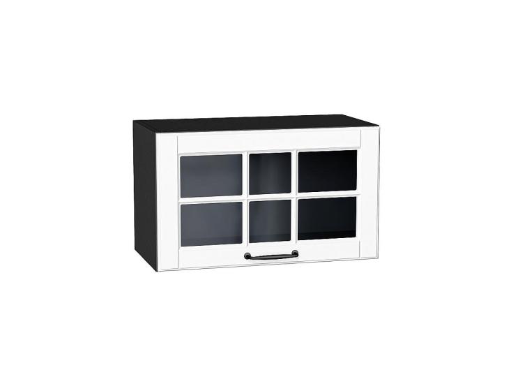Шкаф верхний горизонтальный со стеклом Дублин 600 Special White / Graphite