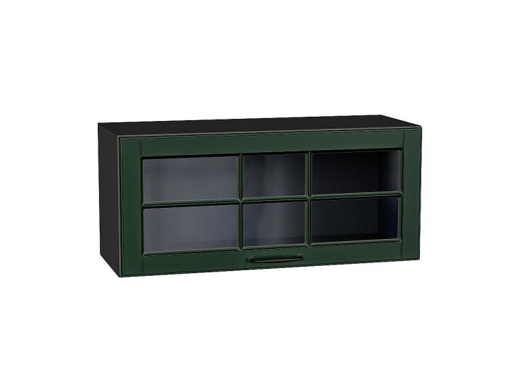 Шкаф верхний горизонтальный со стеклом Дублин 800 Special Green / Graphite