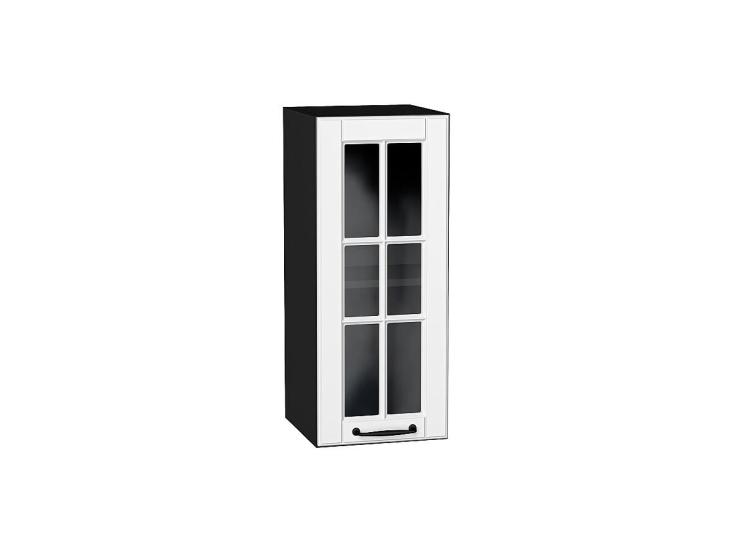 Шкаф верхний со стеклом Дублин 300 Special White / Graphite