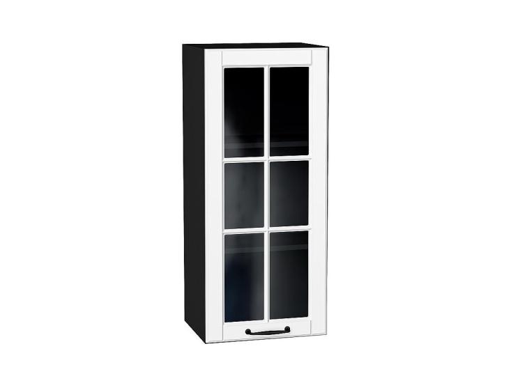 Шкаф верхний со стеклом Дублин 400Н Special White / Graphite