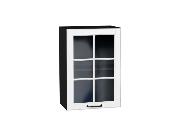 Шкаф верхний со стеклом Дублин 500 Special White / Graphite