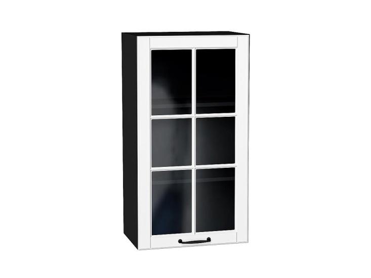 Шкаф верхний со стеклом Дублин 500Н Special White / Graphite