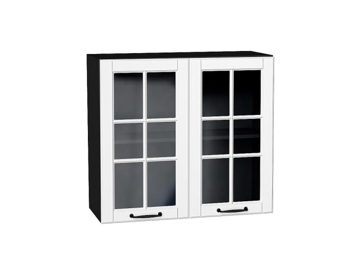 Шкаф верхний со стеклом Дублин 800 Special White / Graphite