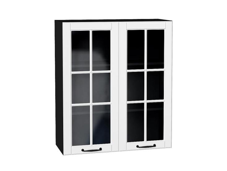 Шкаф верхний со стеклом Дублин 800Н Special White / Graphite