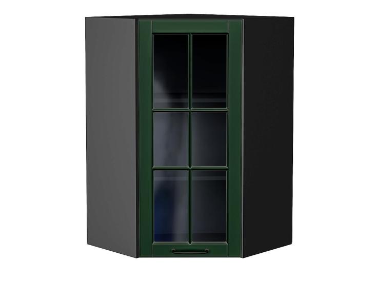 Шкаф верхний угловой со стеклом Дублин 590Н Special Green / Graphite