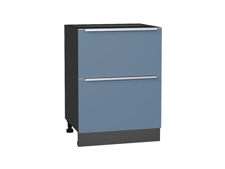 Шкаф нижний с 2-мя ящиками Фьюжн 600 Silky Blue / Graphite