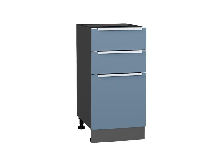 Шкаф нижний с 3-мя ящиками Фьюжн 400 Silky Blue / Graphite