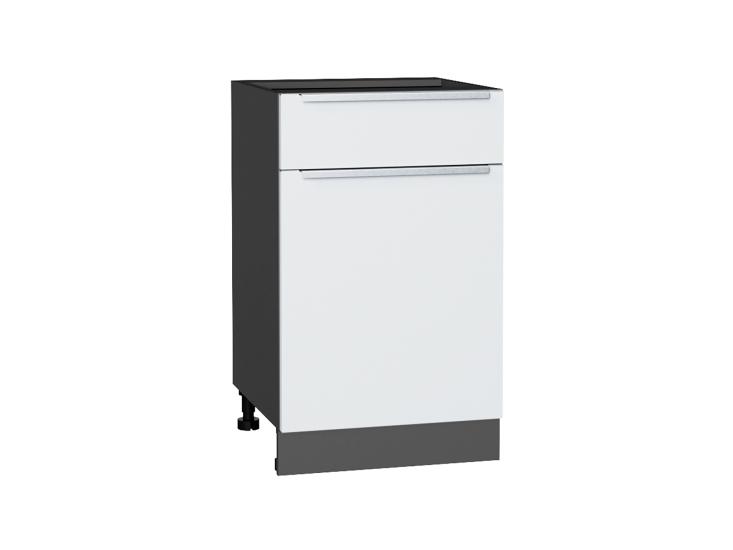 Шкаф нижний с 1 ящиком Фьюжн 500 Silky White / Graphite