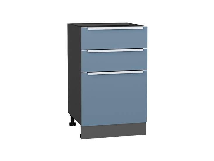 Шкаф нижний с 3-мя ящиками Фьюжн 500 Silky Blue / Graphite