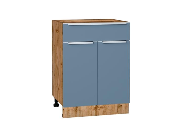 Шкаф нижний с 1 ящиком Фьюжн 601М Silky Blue / Дуб Вотан