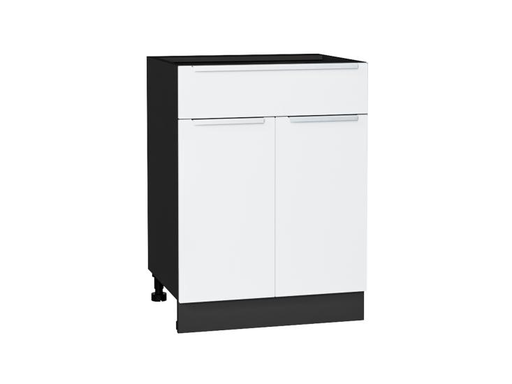 Шкаф нижний с 1 ящиком Фьюжн 601М Silky White / Graphite