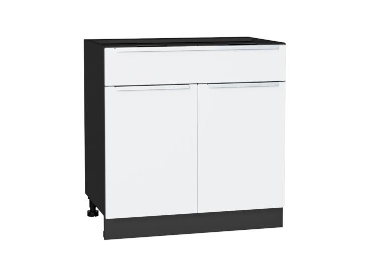 Шкаф нижний с 1 ящиком Фьюжн 800 Silky White / Graphite