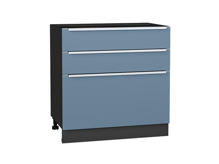 Шкаф нижний с 3-мя ящиками Фьюжн 800 Silky Blue / Graphite