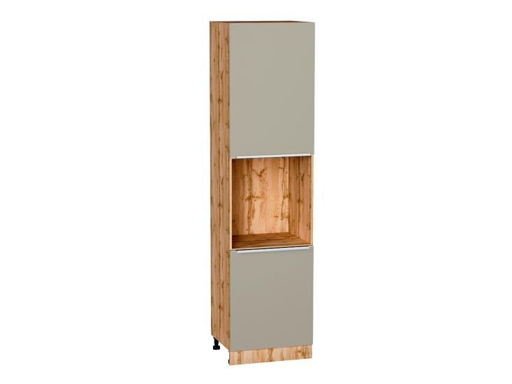 Шкаф пенал под бытовую технику Фьюжн 600Н (для верхних шкафов 920) Silky Grey / Дуб Вотан