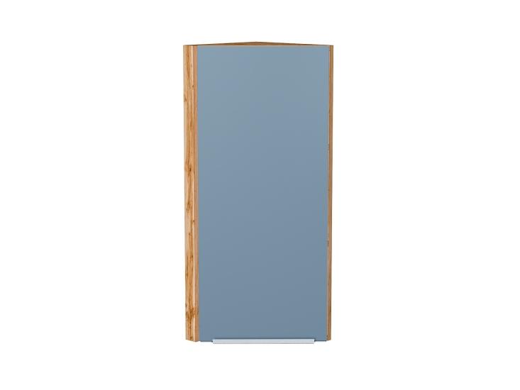 Шкаф верхний торцевой Фьюжн 300Н Silky Blue / Дуб Вотан