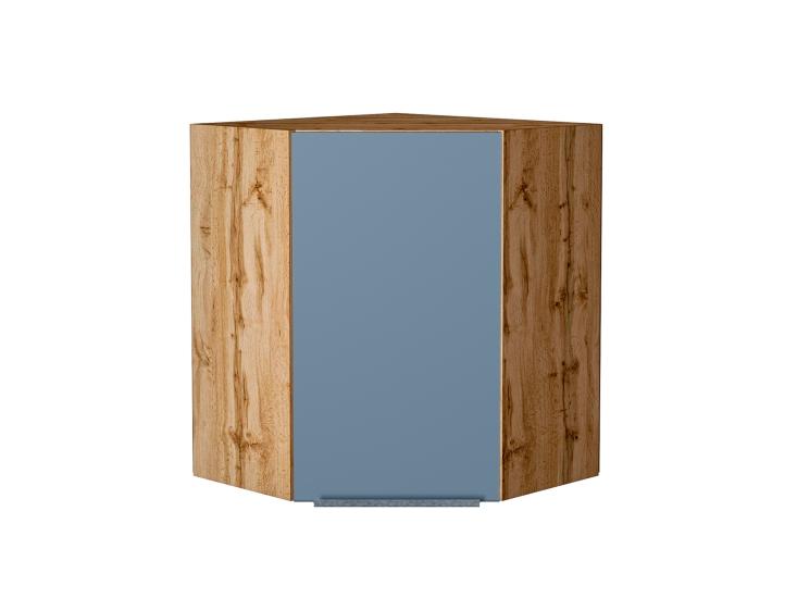 Шкаф верхний угловой Фьюжн 590 Silky Blue / Дуб Вотан
