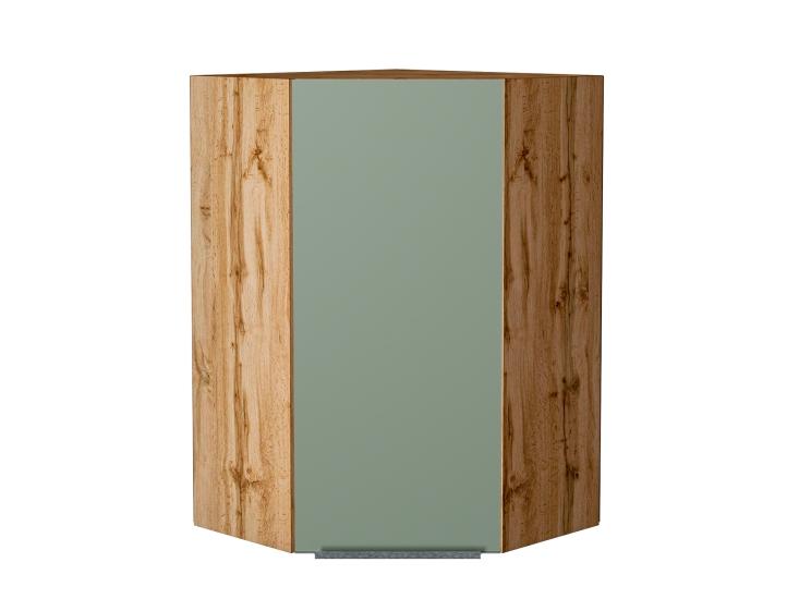 Шкаф верхний угловой Фьюжн 590Н Silky Mint / Дуб Вотан