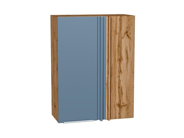 Шкаф верхний прямой угловой Фьюжн 700Н Silky Blue / Дуб Вотан