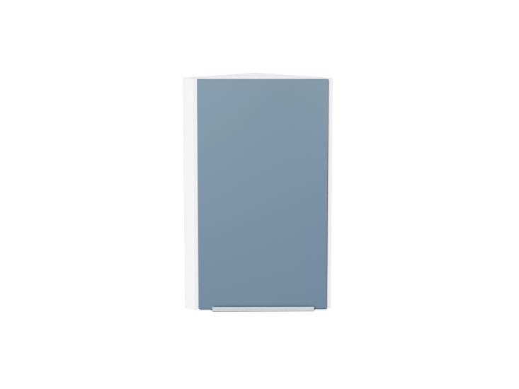 Шкаф верхний торцевой Фьюжн 300 Silky Blue / Белый