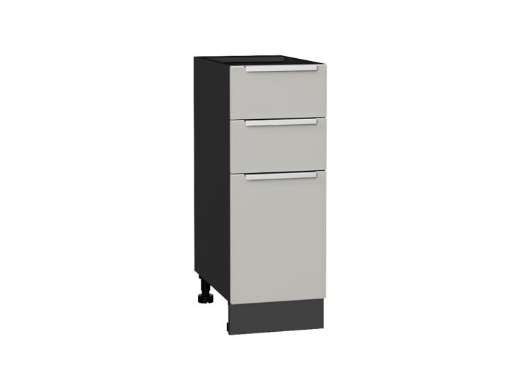 Шкаф нижний с 3-мя ящиками Фьюжн 300 Silky Light Grey / Graphite
