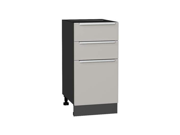 Шкаф нижний с 3-мя ящиками Фьюжн 400 Silky Light Grey / Graphite
