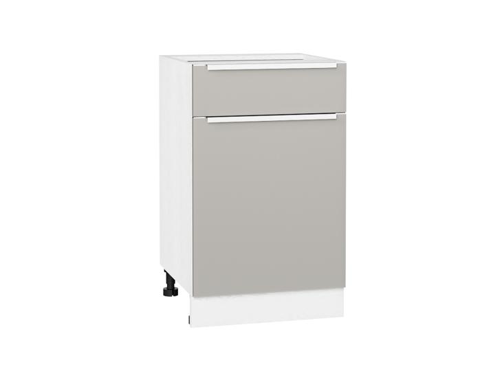 Шкаф нижний с 1 ящиком Фьюжн 500 Silky Light Grey / Белый