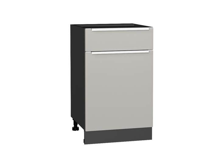 Шкаф нижний с 1 ящиком Фьюжн 500 Silky Light Grey / Graphite