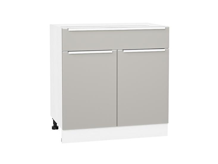 Шкаф нижний с 1 ящиком Фьюжн 800 Silky Light Grey / Белый