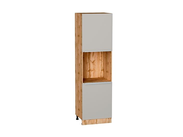Шкаф пенал под бытовую технику Фьюжн 600 (для верхних шкафов 720) Silky Light Grey / Дуб Вотан