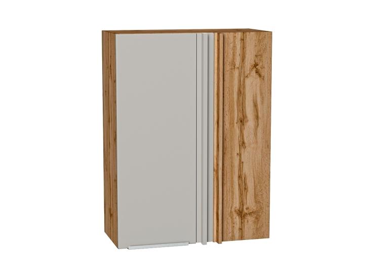 Шкаф верхний прямой угловой Фьюжн 700Н Silky Light Grey / Дуб Вотан