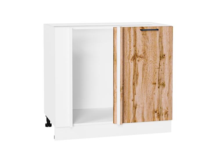 Шкаф нижний угловой Флэт 990М Wotan Oak 2S / Белый