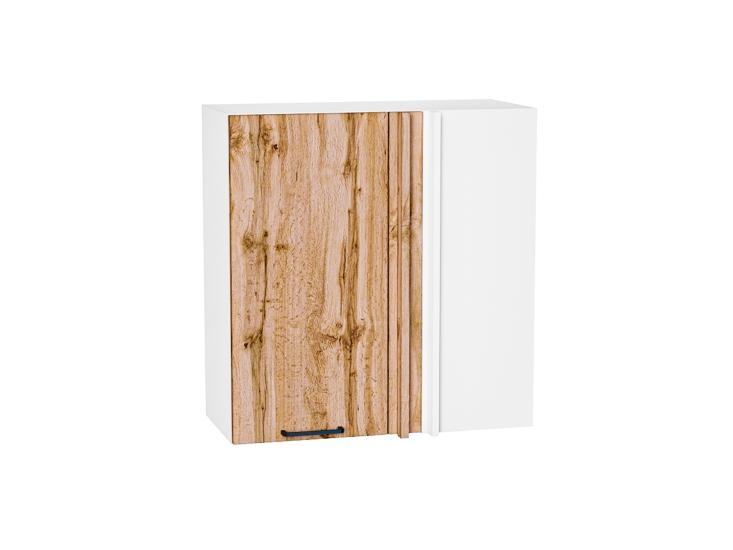 Шкаф верхний прямой угловой Флэт 700 Wotan Oak 2S / Белый