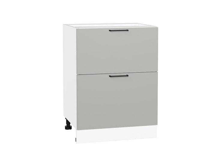 Шкаф нижний с 2-мя ящиками Флэт 600 Light Grey In 2S / Белый