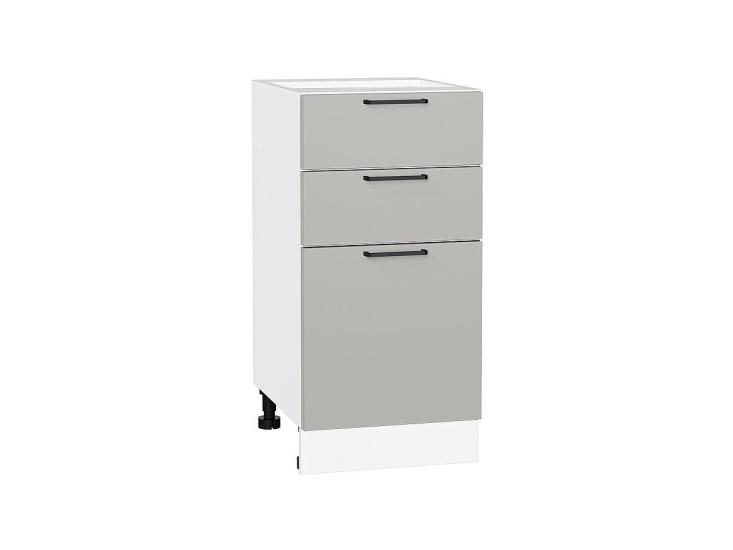 Шкаф нижний с 3-мя ящиками Флэт 400 Light Grey In 2S / Белый