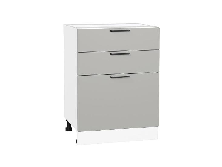 Шкаф нижний с 3-мя ящиками Флэт 600 Light Grey In 2S / Белый