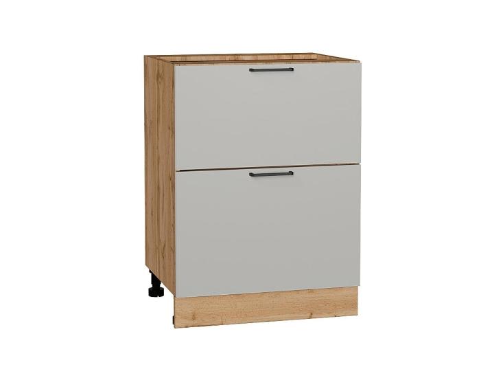 Шкаф нижний с 2-мя ящиками Флэт 600 Light Grey In 2S / Дуб вотан